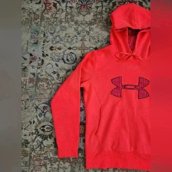 Under Armor Men's Neon Red Hoodie Sweatshirt, sz SM - Picture 10 of 14
